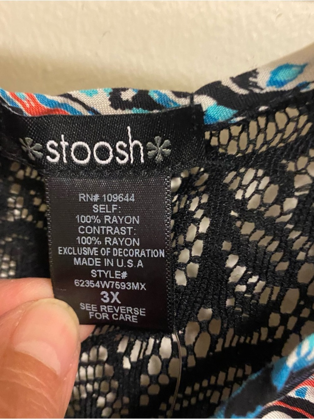 Stoosh Womens Boho Tank Top 3X 3XL Bust 54” Blue Black White Print New NWT $49 - Picture 2 of 10